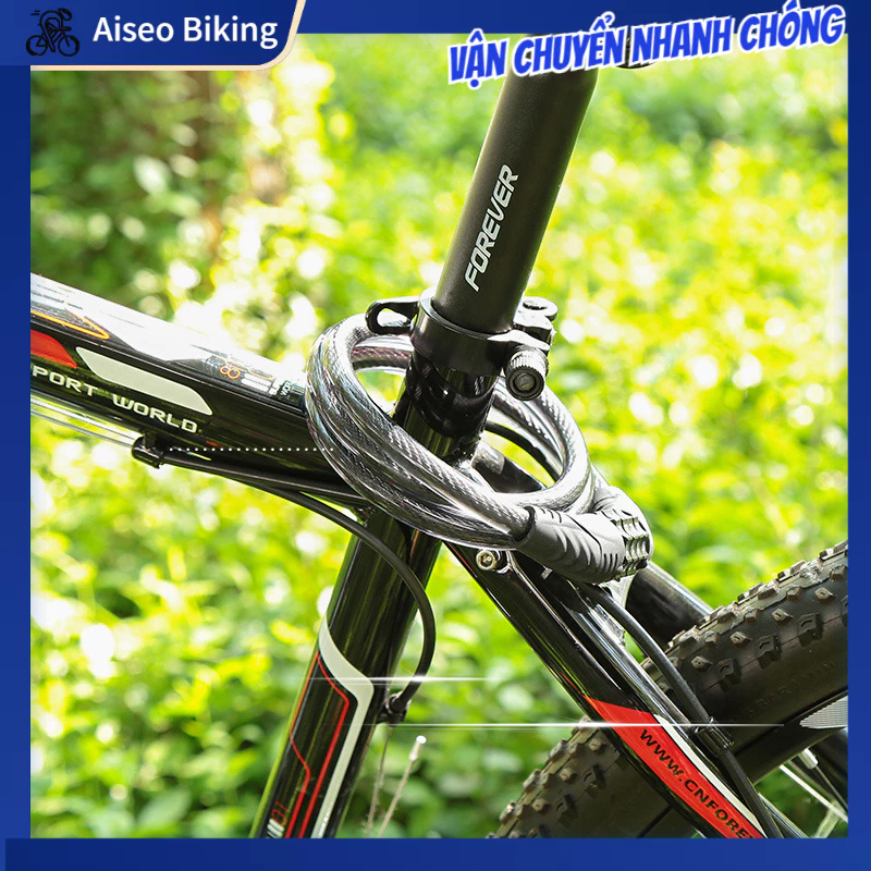 Aiseo Biking Xe Đạp Kết Hợp Khóa Chống Trộm 4 Chữ Số Cáp Cho