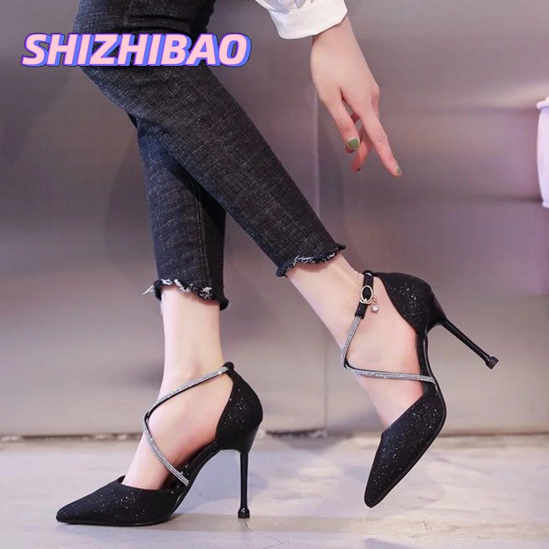 Giày Cao Gót Mũi Nhọn Một Hàng Nút Thời Trang Mùa Hè Hàng Mới Dành Cho Bạn Nữ shizhibao baotou