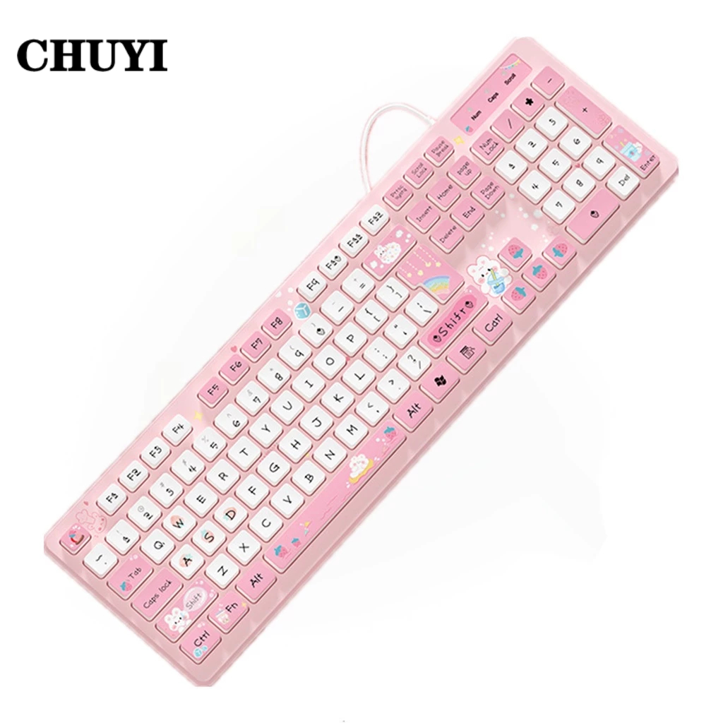 CHUYI Bàn phím có dây Hình Sô Cô La Dễ Thương Cho notebook Máy Tính Để Bàn