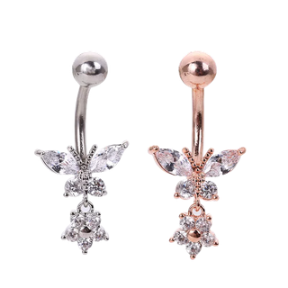 Khuyên Rốn Thép Mặt Hình Bướm Đính Đá zircon Mới