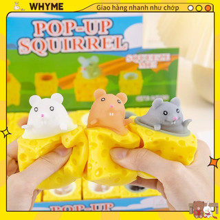 Chuột trốn trong phô mai squishy mochi cute, đồ chơi xả stress dễ thương xua tan căng thẳng - đồ chơi bóp cốc chuột ăn phô mai xả stress whyme