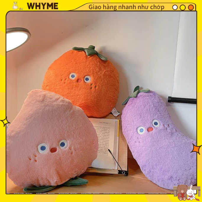 Gối sofa Mềm Hình Trái Cây Xinh Xắn Gối ôm Hình quả lê /cà tím/đào mật Dễ Thương WHYME
