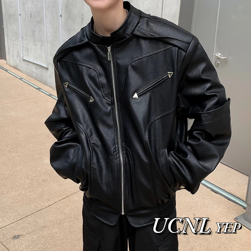 Áo Khoác Da Dáng Rộng Màu Trơn Kiểu Đường Phố Mỹ Thời Trang Thu Đông Cho Nam