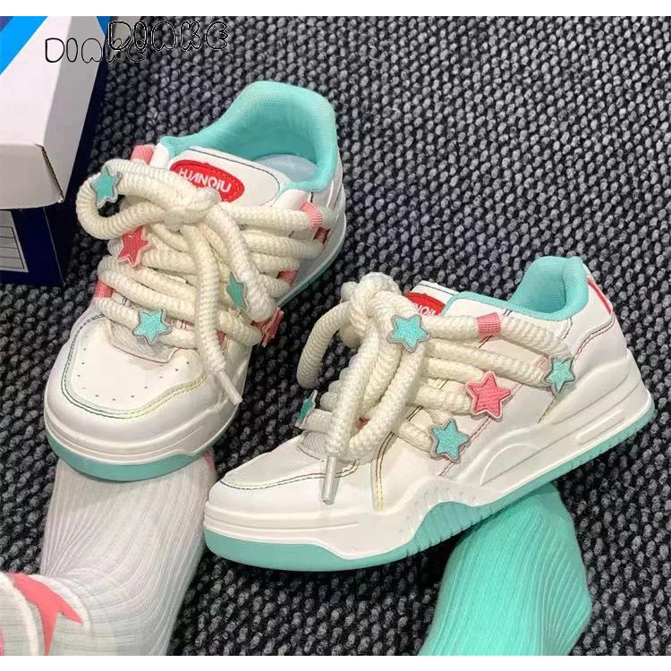Giày Sneaker Vải Smile Đáng Yêu Đế Bằng Phối Dây Bản To Giày Thể Thao Kiểu Nữ Mới 2023