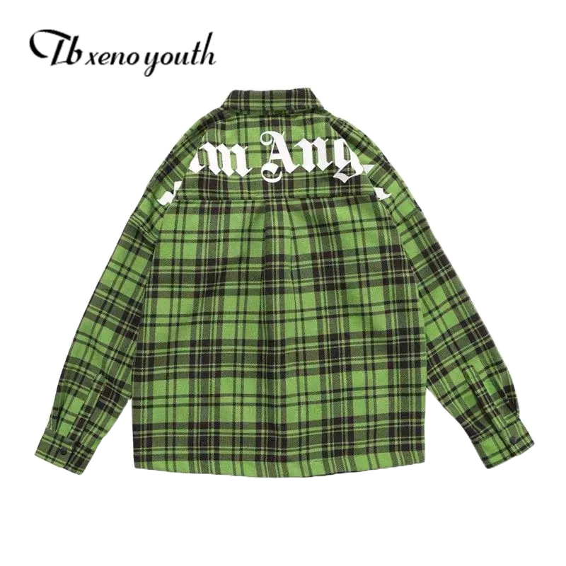 Phong cách vintage|Nam giới retro kẻ sọc hàng đầu đơn giản lỏng tay áo dài thiết kế in chữ chất lượng cao hàng đầu