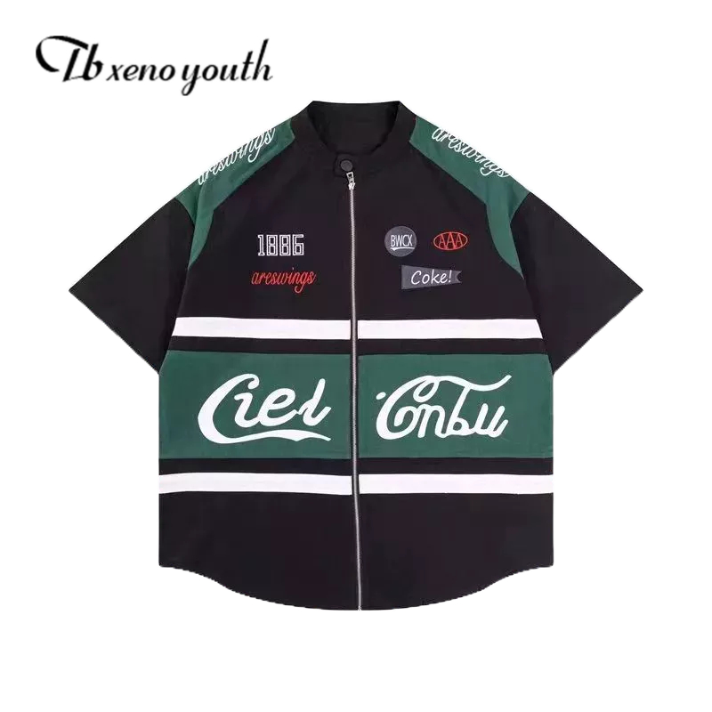 Áo Kiểu Vintage Thiết Kế Trẻ Trung Cá Tính|Áo Khoác Bóng Chày Tay Lửng Có Khóa Kéo Phong Cách retro Mỹ Cho Nam