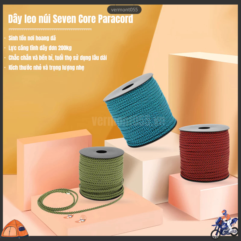 Có thể bán buôn 50M 4MM Dày 7 lõi ​​Giải cứu Paracord Ràng buộc Lều Dây cắm Cắm trại để Dệt Vòng tay Ngoài trời Vermont055 Hàng giao ngay
