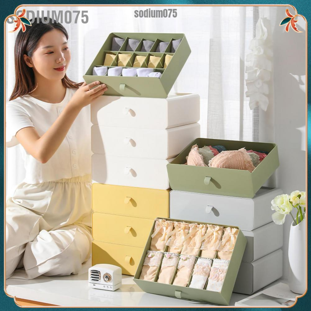Có thể bán buôn Hộp đựng đồ lót vớ bằng nhựa có thể xếp chồng lên nhau chống bụi gọn gàng Hàng giao ngay