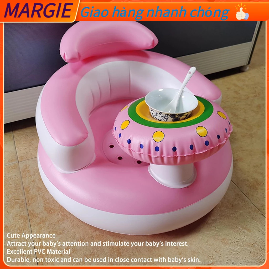 Ghế bơm hơi cho bé Xuất hiện hoạt hình Mềm di động Hỗ trợ lưng trẻ sơ sinh Sofa ngồi trên sàn MARGIE