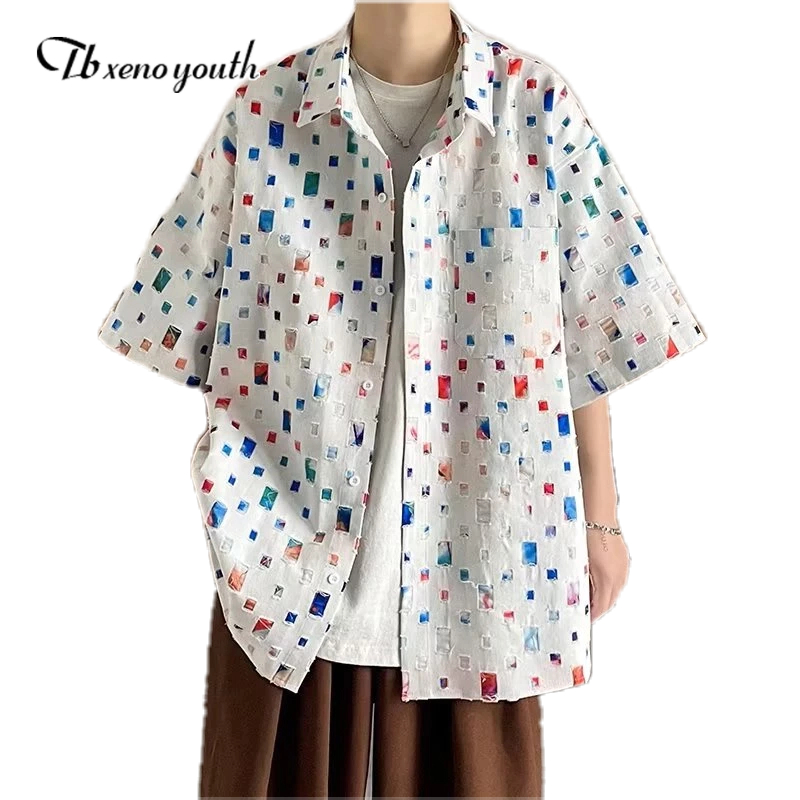Tb Áo Sơ Mi Tay Ngắn Dáng Rộng Vừa Vặn Với Thiết Kế Vải niche Đa Dạng Màu Sắc Trẻ Trung Chất Lượng Cao Cho Nam