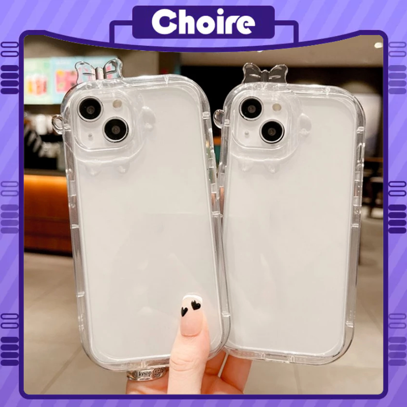 【24 giờ giao hàng】Ốp lưng iphone nơ camera hình vuông trong suốt 6/7/8plus/x/xs/xs max/11/12/13/promax-CH