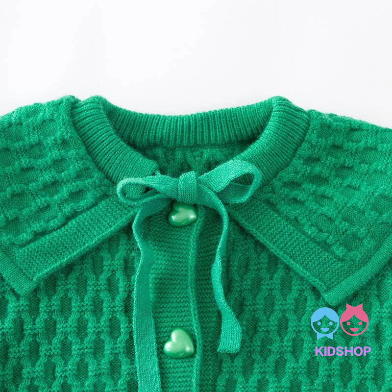 Bộ Áo Khoác sweater Dệt Kim + Chân Váy Lồi Màu Xanh Lá Cây Thời Trang Thu Đông Phong Cách Mới Dành Cho Trẻ Em Mùa Giáng Sinh