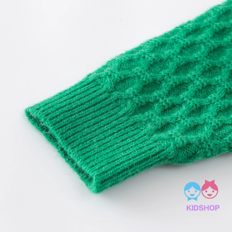 Bộ Áo Khoác sweater Dệt Kim + Chân Váy Lồi Màu Xanh Lá Cây Thời Trang Thu Đông Phong Cách Mới Dành Cho Trẻ Em Mùa Giáng Sinh