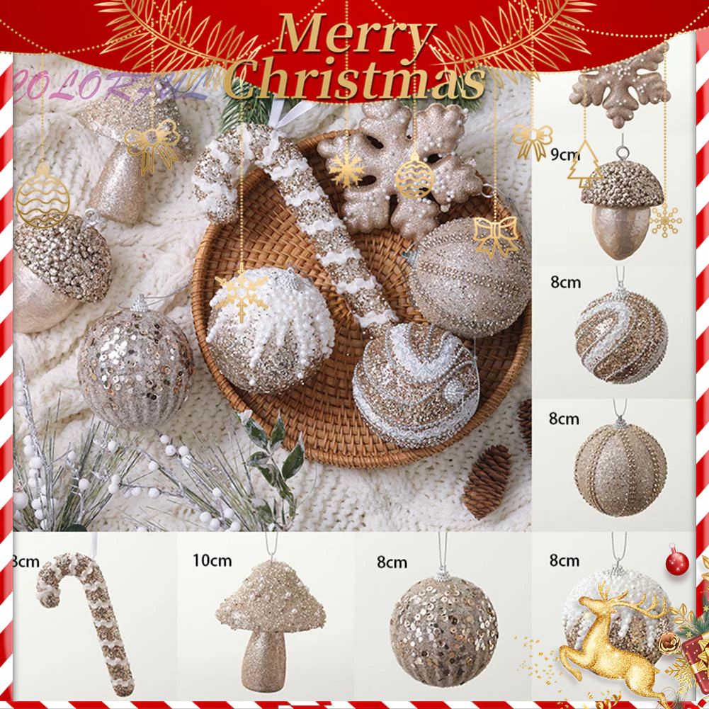 Set 7 / 8 / 9 / 10 Trái Châu Trang Trí Cây Thông Noel