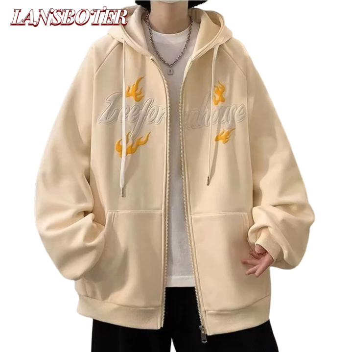 Áo Khoác Hoodie Dáng Rộng In Họa Tiết Kiểu retro Thời Trang Xuân Thu Cho Nam