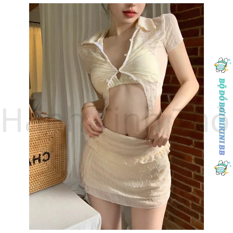 Bikini ba mảnh áo tắm thương hiệu mới pháp thiết kế sexy quyến rũ HZFWC6132