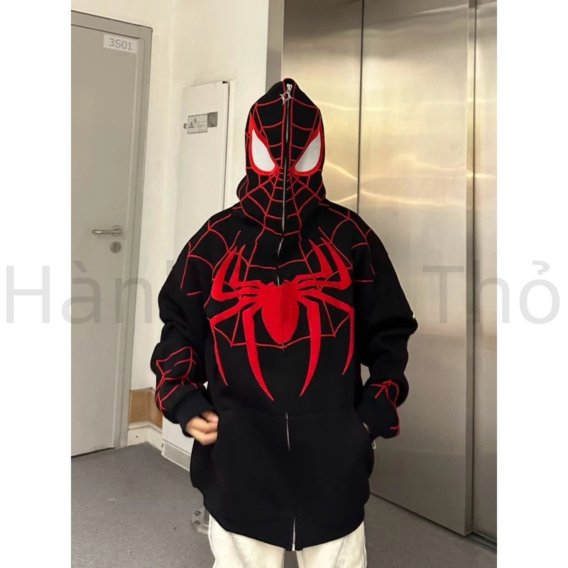 🔥Siêu Hottrend 🔥Áo Hoodie Người Nhện cardigan Thêu Họa Áo Khoác zip Tiết Người Nhện Phong Cách Mỹ Cá Tính Cho Nam Nữ