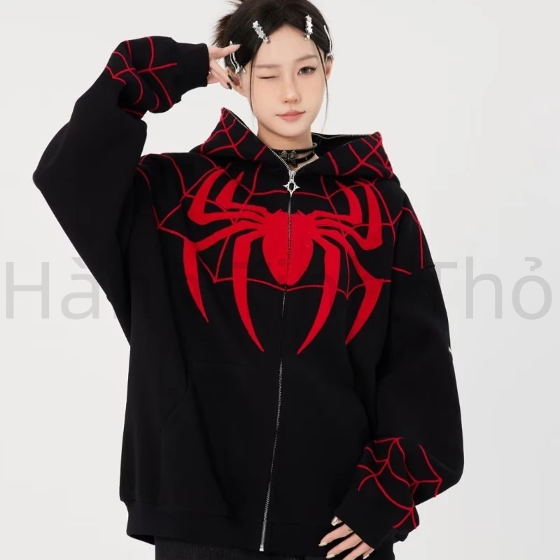 🔥Siêu Hottrend 🔥Áo Hoodie Người Nhện cardigan Thêu Họa Áo Khoác zip Tiết Người Nhện Phong Cách Mỹ Cá Tính Cho Nam Nữ