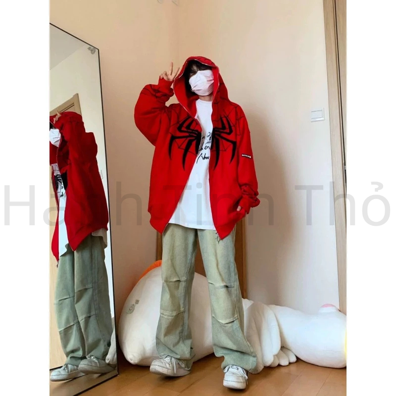 🔥Siêu Hottrend 🔥Áo Hoodie Người Nhện cardigan Thêu Họa Áo Khoác zip Tiết Người Nhện Phong Cách Mỹ Cá Tính Cho Nam Nữ