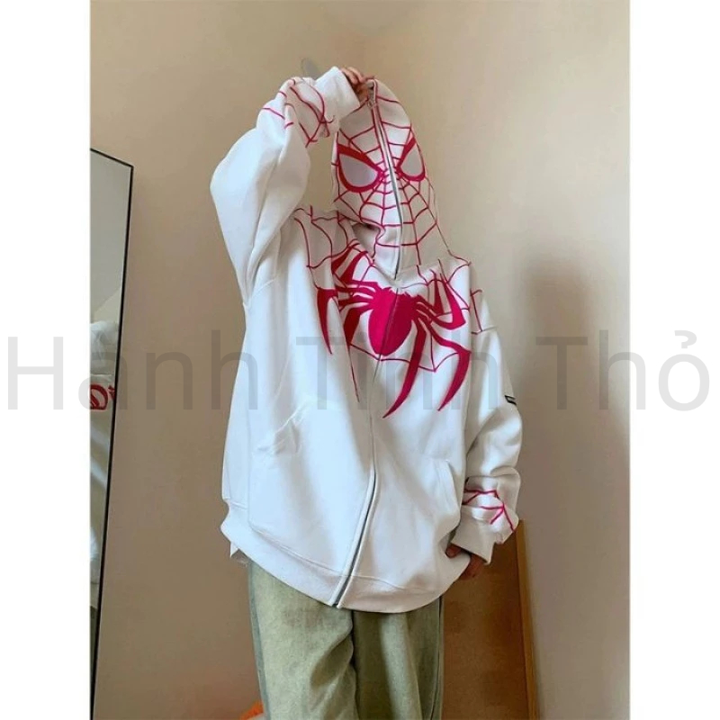 🔥Siêu Hottrend 🔥Áo Hoodie Người Nhện cardigan Thêu Họa Áo Khoác zip Tiết Người Nhện Phong Cách Mỹ Cá Tính Cho Nam Nữ