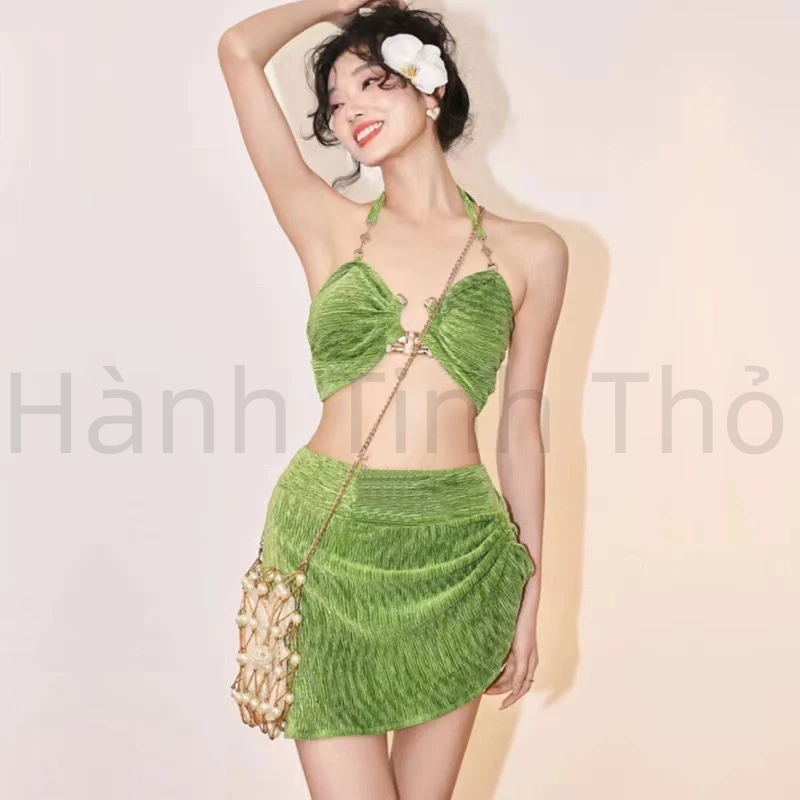 Đồ Bơi Bikini Váy Ba Mảnh Đi Biển Gợi Cảm Set Đi Nghỉ