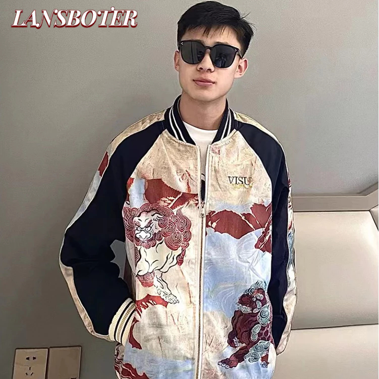 Áo Khoác Bóng Chày Thêu Họa Tiết Phong Cách Trung Hoa Thời Trang Xuân Thu Cho Nam