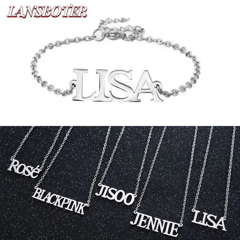 Vòng Tay Thép Titan Cặp Đôi In Tên Nhóm Nhạc blackpink jin zhixiu jin zhini park caiying lisa Hàn Quốc (Khác Nhau)