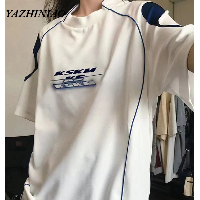 Áo Thun Ngắn Tay Oversize In Hình yazhiniao Phong Cách retro Đường Phố Cho Cặp Đôi