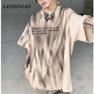 Yazhiniao Áo Thun Tay Ngắn Cổ Tròn Dáng Rộng Thời Trang Mùa Hè Cho Nam