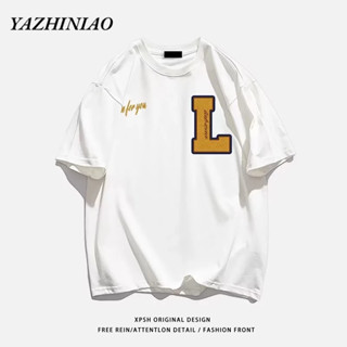  YAZHINIAO Áo Thun cotton Ngắn Tay In Chữ Thời Trang Mùa Hè Dành Cho Nam 