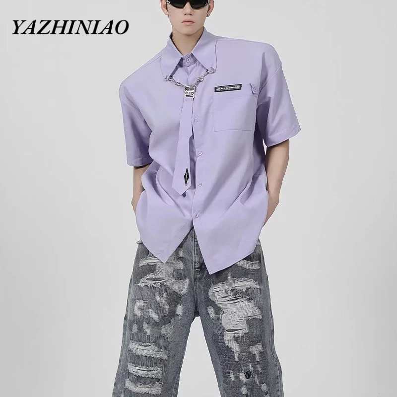 Áo Sơ Mi Ngắn Tay yazhiniao Nhiều Màu Sắc Dành Cho Nam Và Nữ