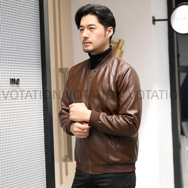 Áo Khoác nam chất Da PU cao cấp jacket đen+màu nâu style Hàn Quốc