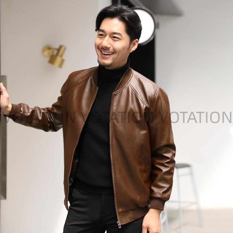 Áo Khoác nam chất Da PU cao cấp jacket đen+màu nâu style Hàn Quốc