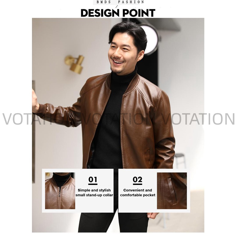 Áo Khoác nam chất Da PU cao cấp jacket đen+màu nâu style Hàn Quốc