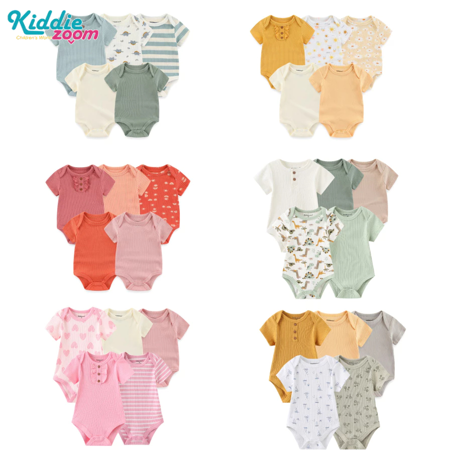5 miếng phim hoạt hình sơ sinh áo liền quần ngắn tay in cotton bộ quần áo bé gái sơ sinh bodysuit cho bé trai quần áo mùa hè