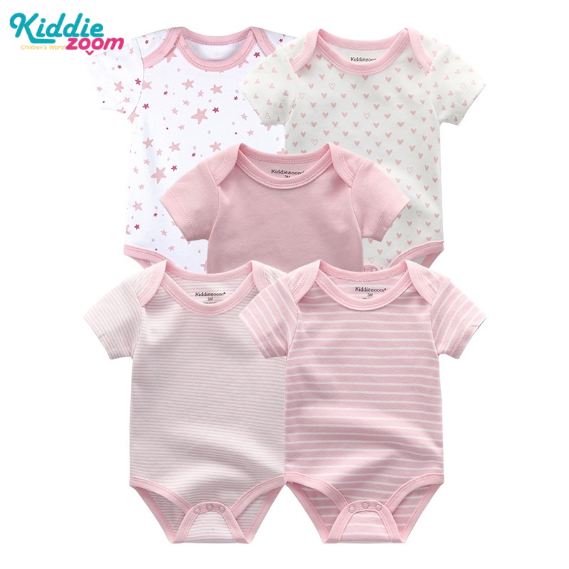 Set 5 bộ áo liền quần chất liệu cotton mềm mại dễ thương cho bé sơ sinh 0 đến 12 tháng tuổi