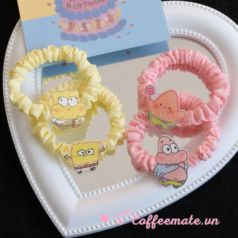 ]Dây Cột Tóc Cao Su Co Giãn Hình Bọt Biển Dễ Thương