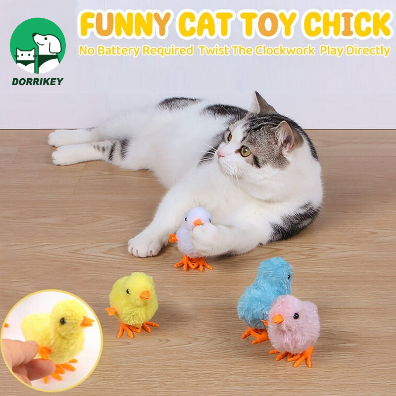 DORRIKEY Đồ chơi thú cưng mô phỏng đồng hồ nhồi bông gà con đồ chơi cho mèo HHMPS0028