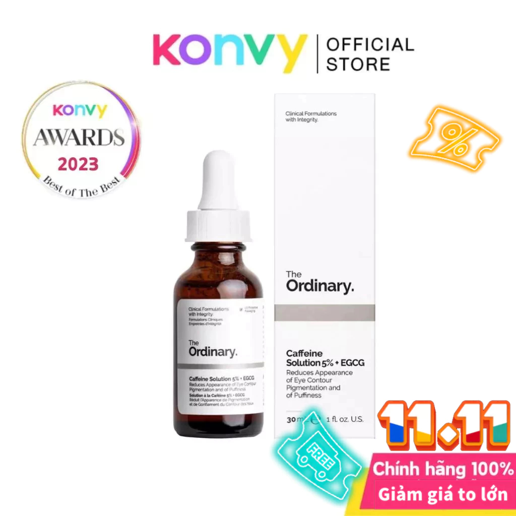 The Ordinary Caffeine Solution 5% + EGCG Eye cream Chất Dưỡng Mắt Giảm Quầng Thâm Và Bọng Mắt Hiệu Quả Konvy