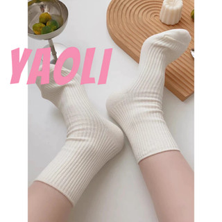 YAOLI Vớ Dài Trung Bình Màu Trơn Thời Trang Xuân Thu Cho Nữ