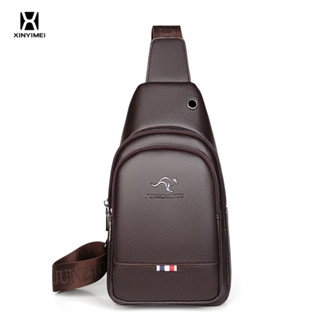 XINYIMEI  Túi đeo chéo nam da PU cao cấp thời trang, túi đeo trước ngực thông thường đa năng