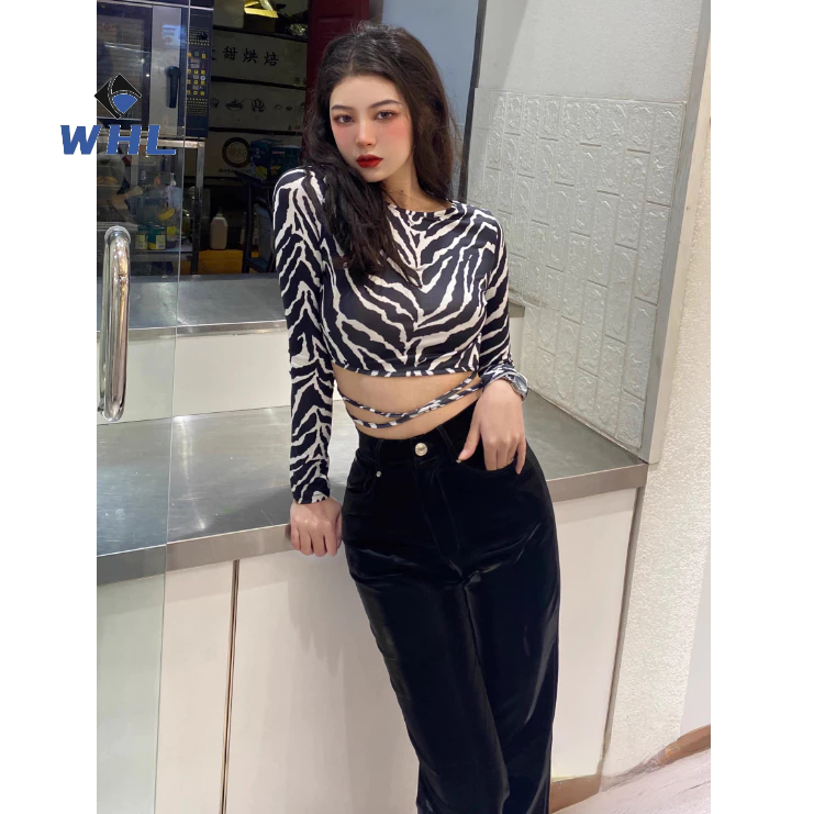 Áo Thun Thể Thao Dài Tay Mau Khô Buộc Dây Phong Cách Âu Mỹ Cho Nữ