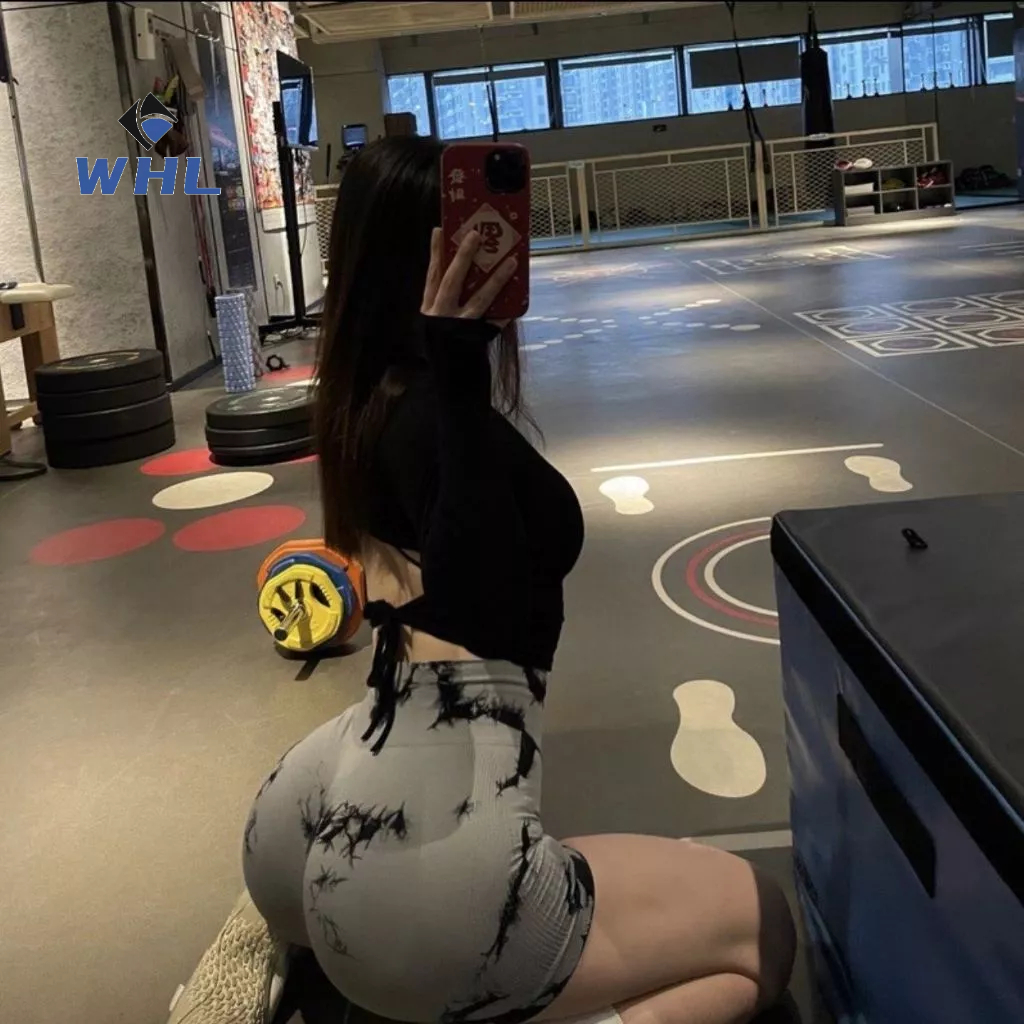 Quần Short Tập Yoga Lưng Cao Nhuộm Màu Phong Cách Âu Mỹ Cho Nữ