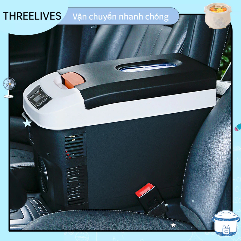Tủ Lạnh Ô Tô Mini Cầm Tay 12L Có Thể Điều Chỉnh Làm Nóng Mát Êm 220V Chất Lượng Cao Tiện Lợi Dễ Sử Dụng Dành Cho Ô Tô THREELIVES