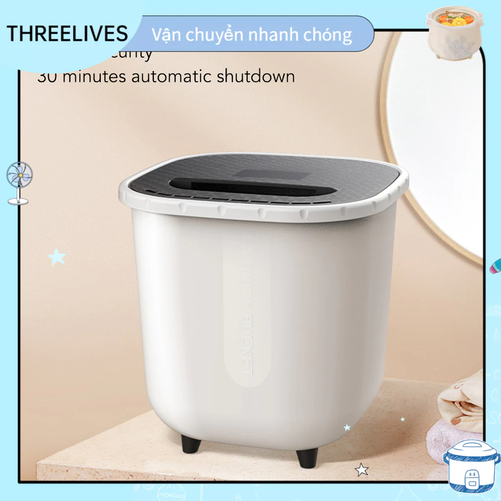 Máy Giặt Mini Tiến Dung tích 6L để giặt đồ lót, tất, Quay Ngược Nguồn Điện USB Tự Động Tắt Di THREELIVES