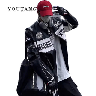 Áo Khoác Bóng Chày Da pu Dáng Rộng Thêu Họa Tiết Phong Cách retro Mỹ Cho Nam Nữ