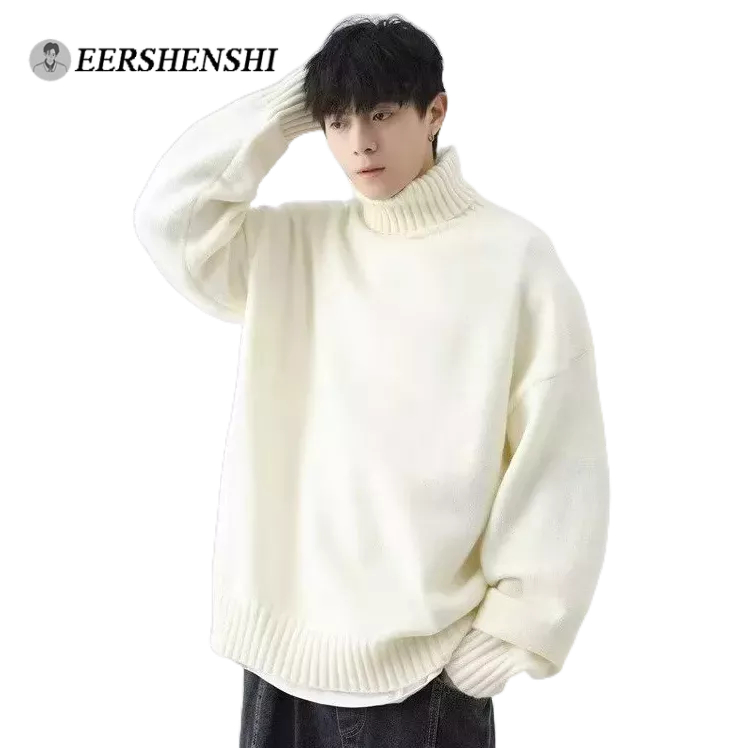 Eershenshi Áo sweater Dáng Rộng Cổ Cao Đơn Giản Đa Năng Phong Cách Hàn Quốc Cho Nam Và Nữ