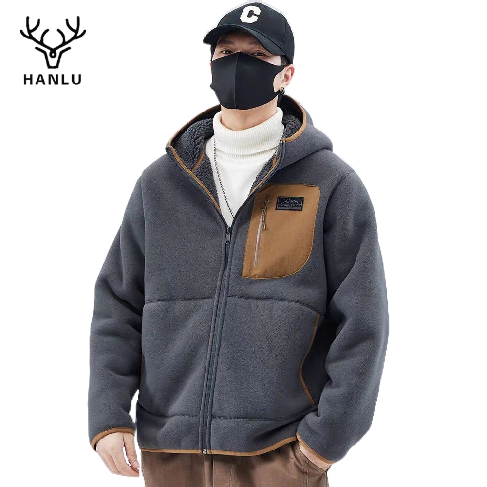 Hanlu Áo Khoác Nỉ Lót Nhung Dày Dặn Ấm Áp Đơn Giản Phong Cách Mỹ Cho Nam