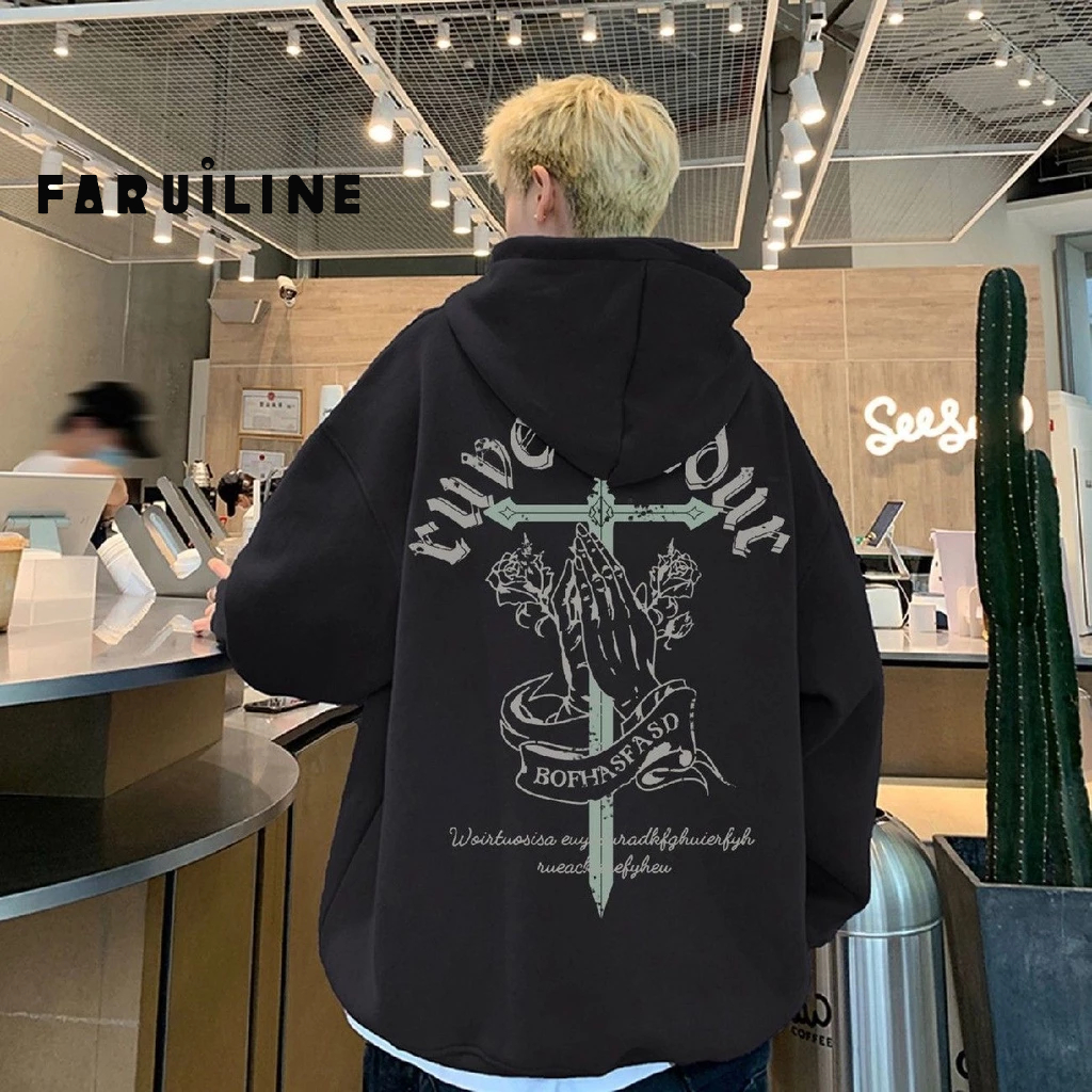 Áo Khoác hoodie Nỉ oversize Màu Đỏ Rượu Vang retro Mỹ Cho Nam