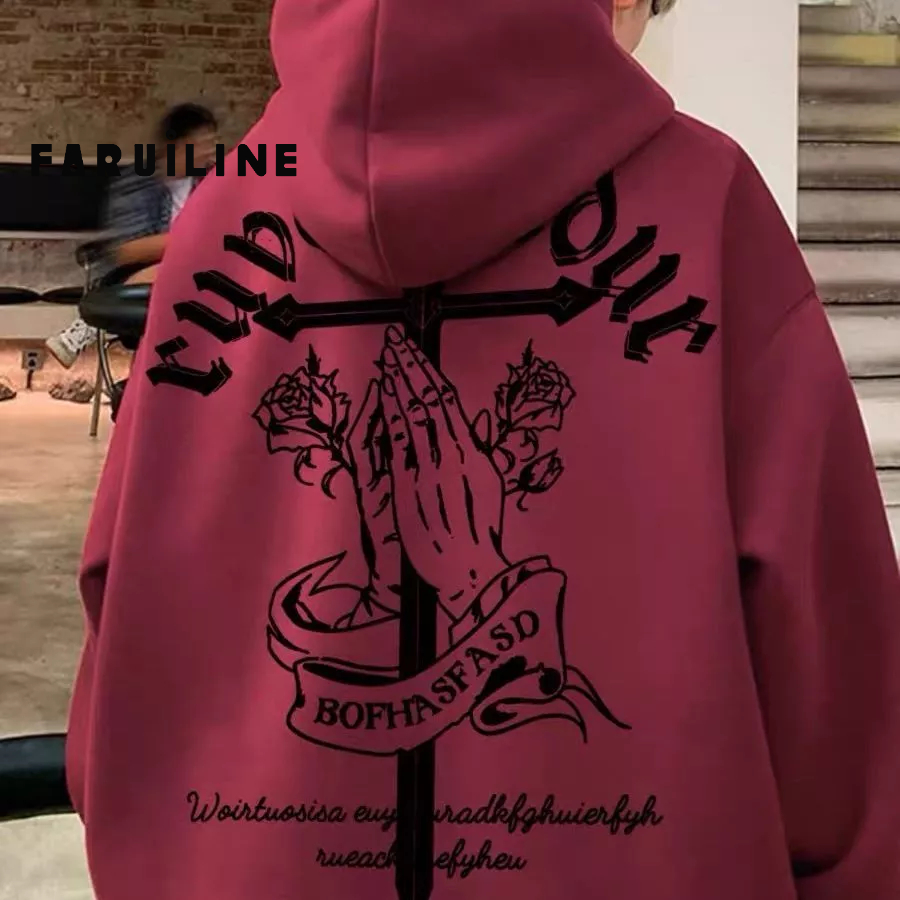 Áo Khoác hoodie Nỉ oversize Màu Đỏ Rượu Vang retro Mỹ Cho Nam